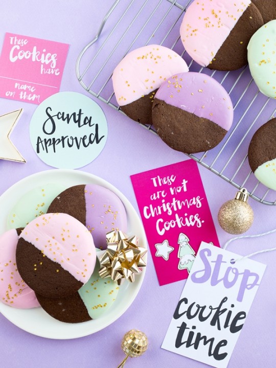 Color Dipped Gingerbread Cookies (+ Cookie Swap Printables!)