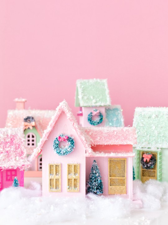 DIY Colorful Christmas Village