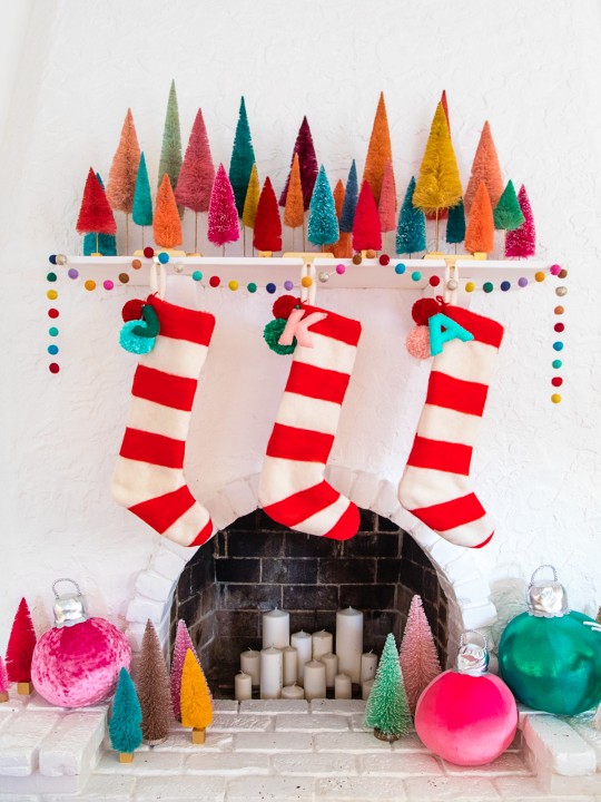 DIY Felted Stripe Christmas Stockings