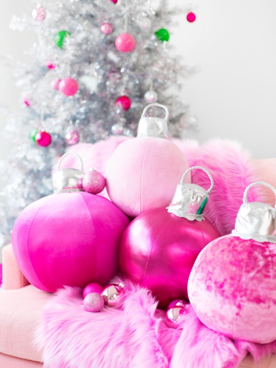 DIY Giant Christmas Ornament Pillows