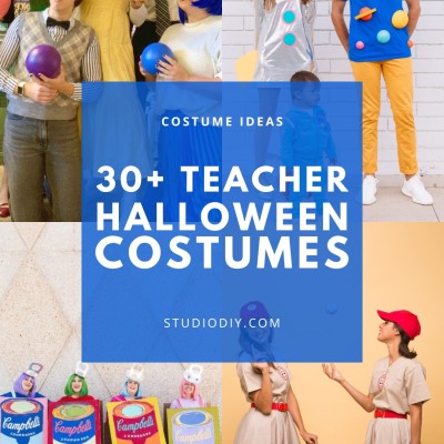 collage of teacher halloween costumes