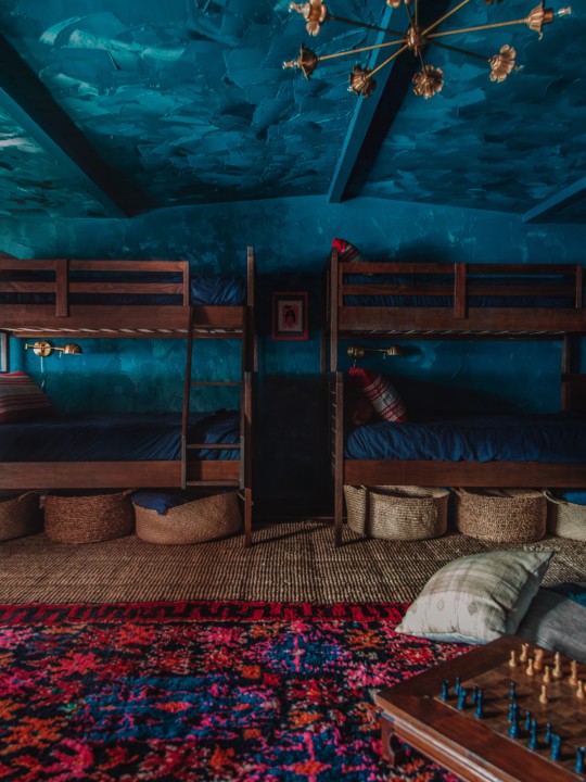 A Textured Teal Bunk Room